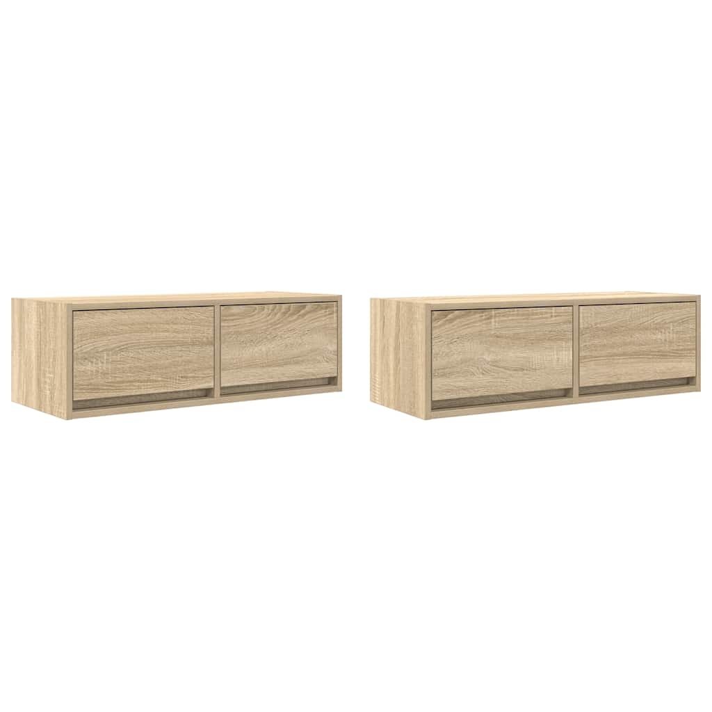 VidaXL Tv-meubels 2 st 80x31x25,5 cm bewerkt hout sonoma eikenkleurig