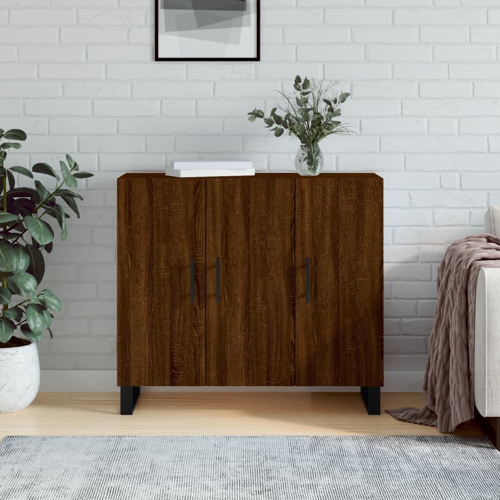 VidaXL Dressoir 90x34x80 cm bewerkt hout bruin eikenkleur