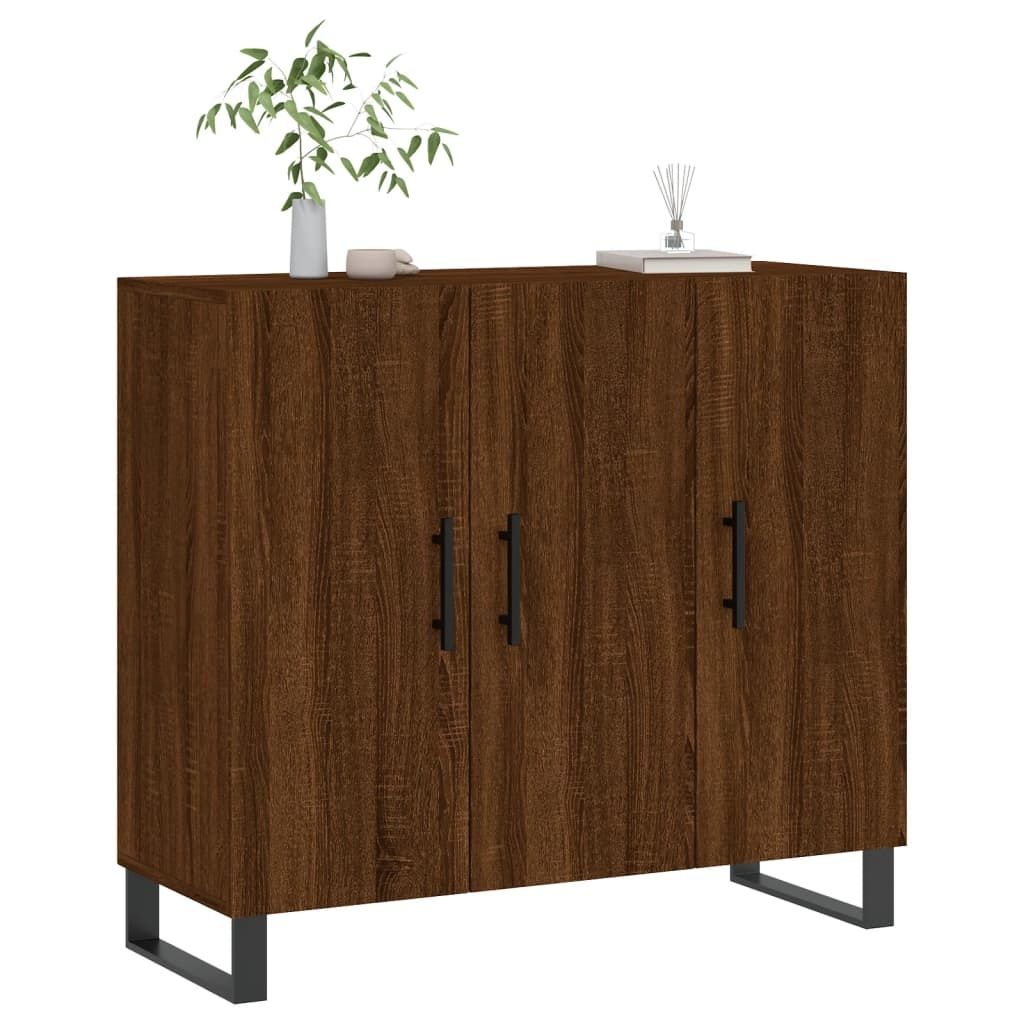 VidaXL Dressoir 90x34x80 cm bewerkt hout bruin eikenkleur