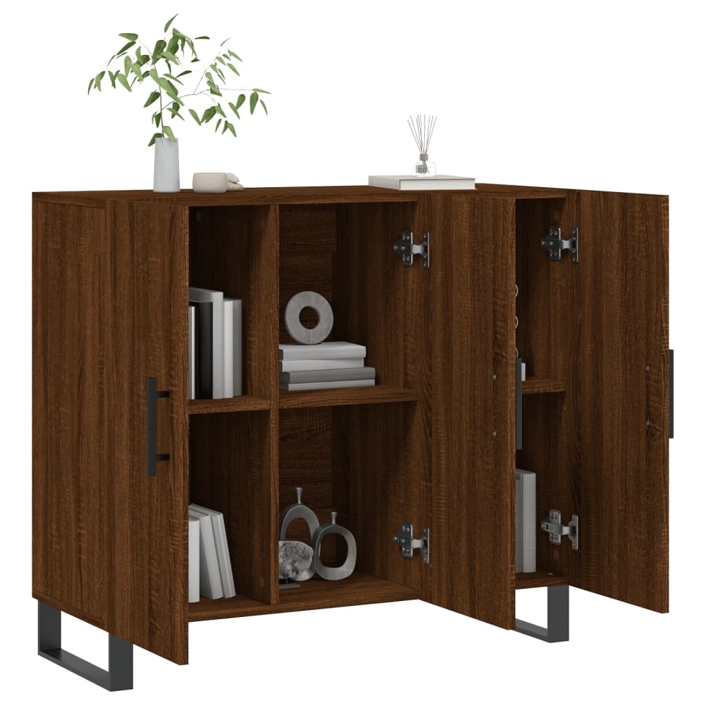 VidaXL Dressoir 90x34x80 cm bewerkt hout bruin eikenkleur