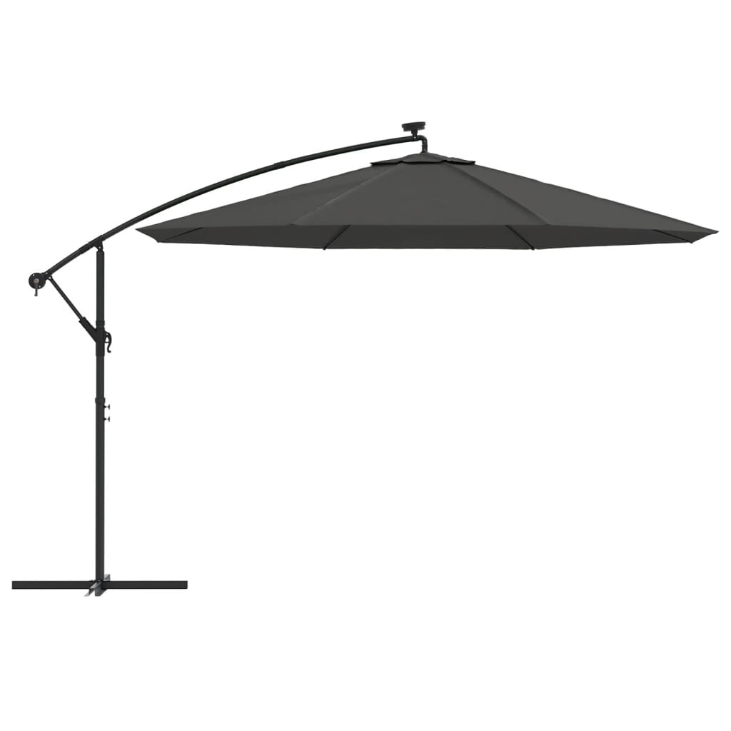 VidaXL Zweefparasol met LED-verlichting metalen paal 350 cm antraciet