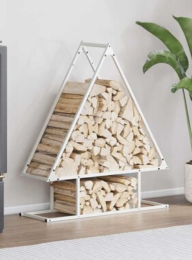 VidaXL Brandhoutrek 80x25x90 cm koudgewalst staal wit
