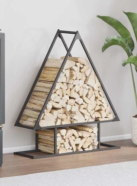 VidaXL Brandhoutrek 80x25x90 cm koudgewalst staal zwart