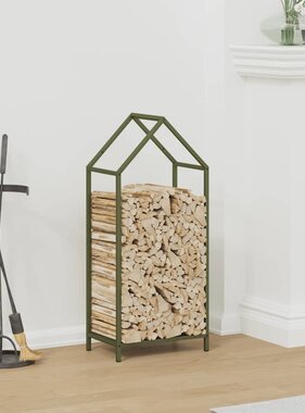 VidaXL Brandhoutrek 40x25x90 cm koudgewalst staal olijfgroen
