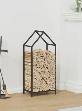 VidaXL Brandhoutrek 40x25x90 cm koudgewalst staal zwart