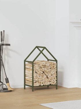 VidaXL Brandhoutrek 40x25x60 cm koudgewalst staal olijfgroen