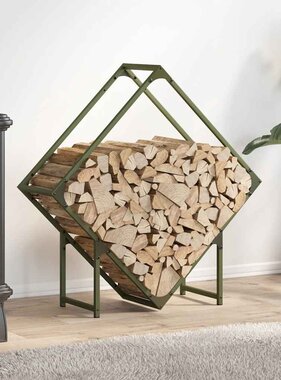 VidaXL Brandhoutrek 80x25x80 cm koudgewalst staal olijfgroen