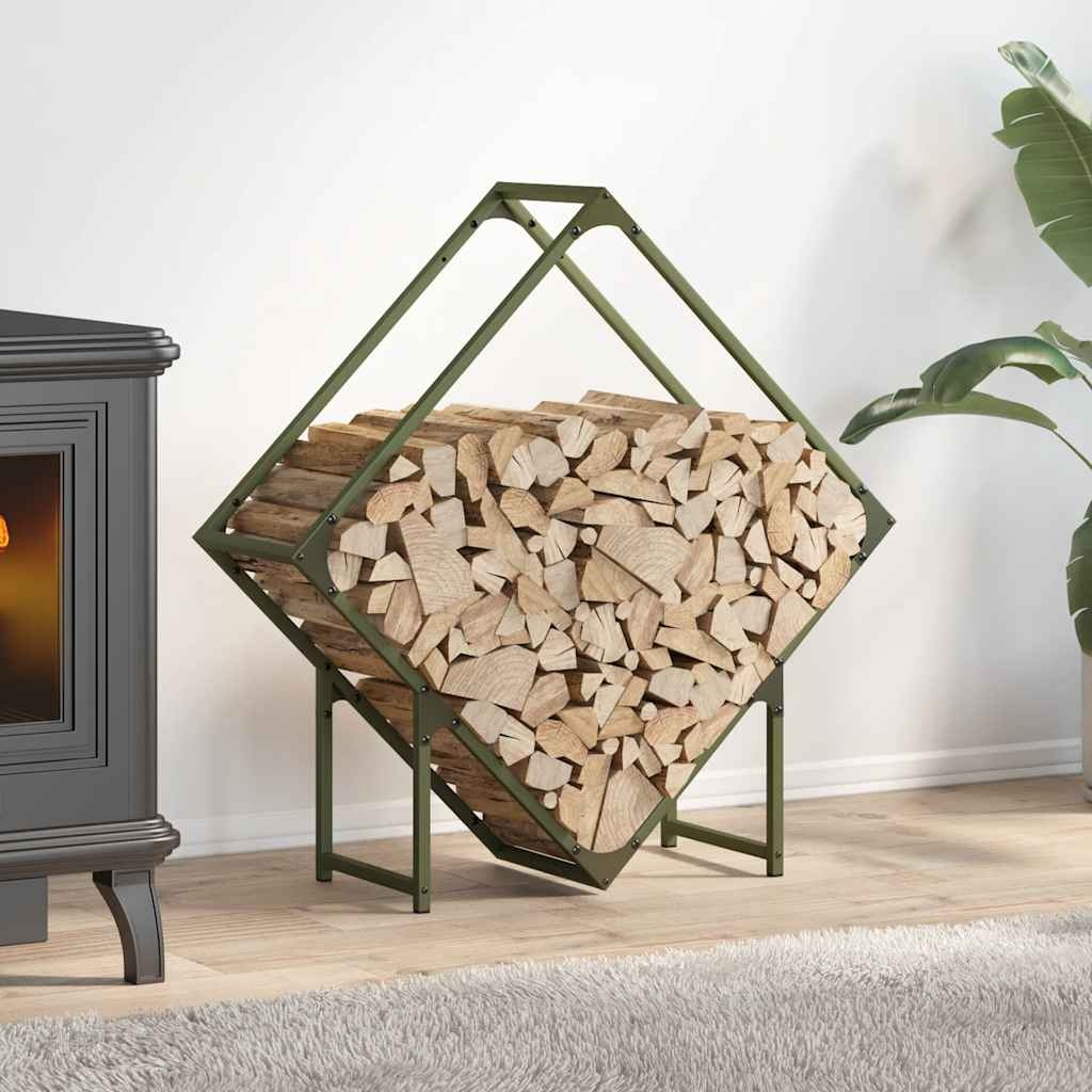 VidaXL Brandhoutrek 80x25x80 cm koudgewalst staal olijfgroen