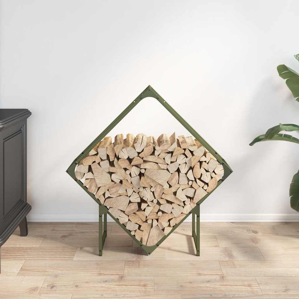 VidaXL Brandhoutrek 80x25x80 cm koudgewalst staal olijfgroen