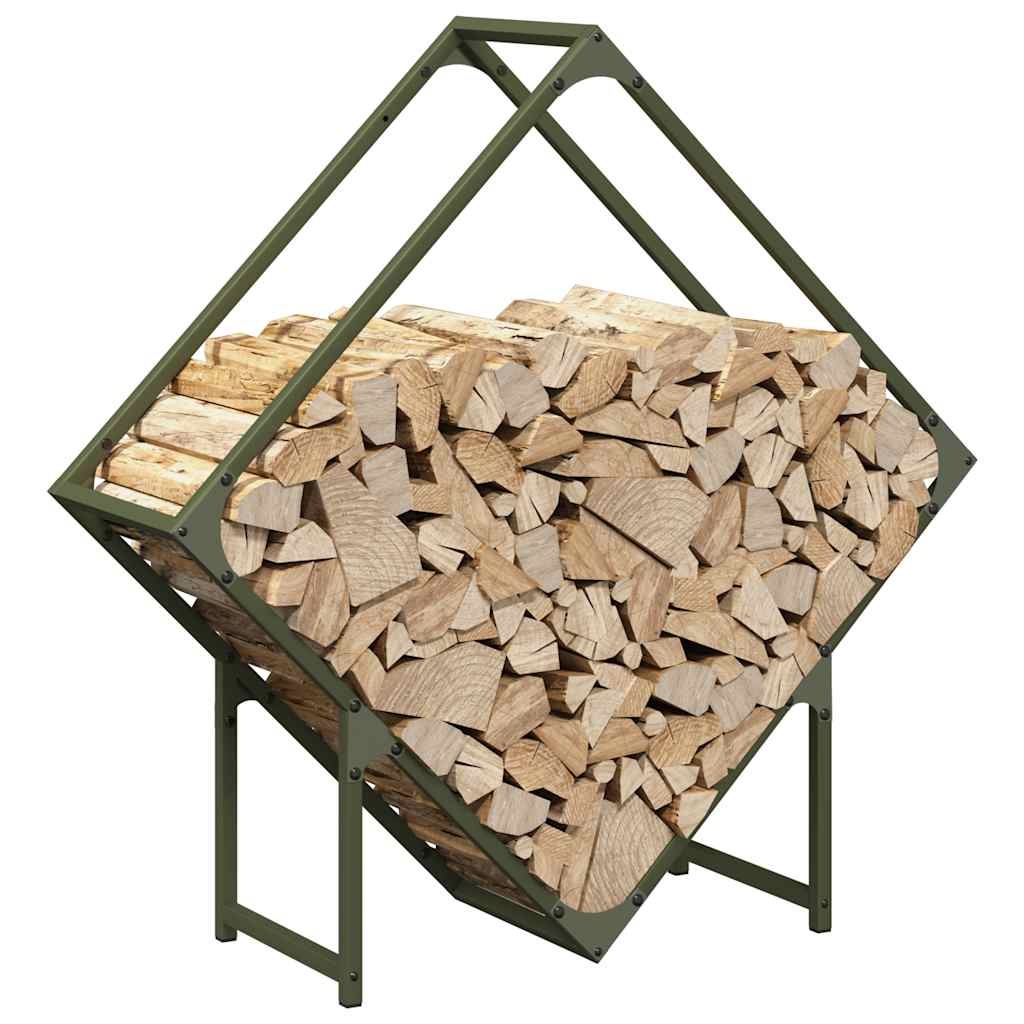 VidaXL Brandhoutrek 80x25x80 cm koudgewalst staal olijfgroen