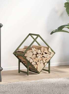 VidaXL Brandhoutrek 50x25x50 cm koudgewalst staal olijfgroen