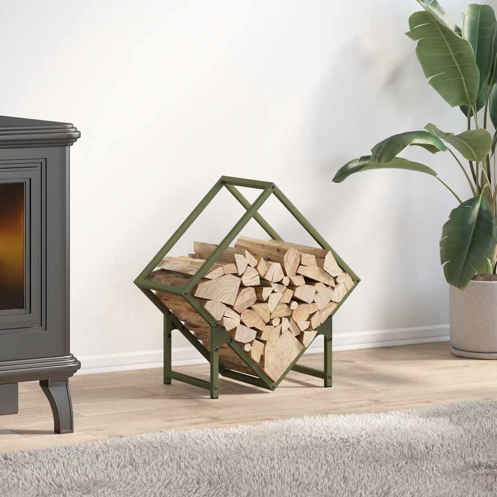 VidaXL Brandhoutrek 50x25x50 cm koudgewalst staal olijfgroen