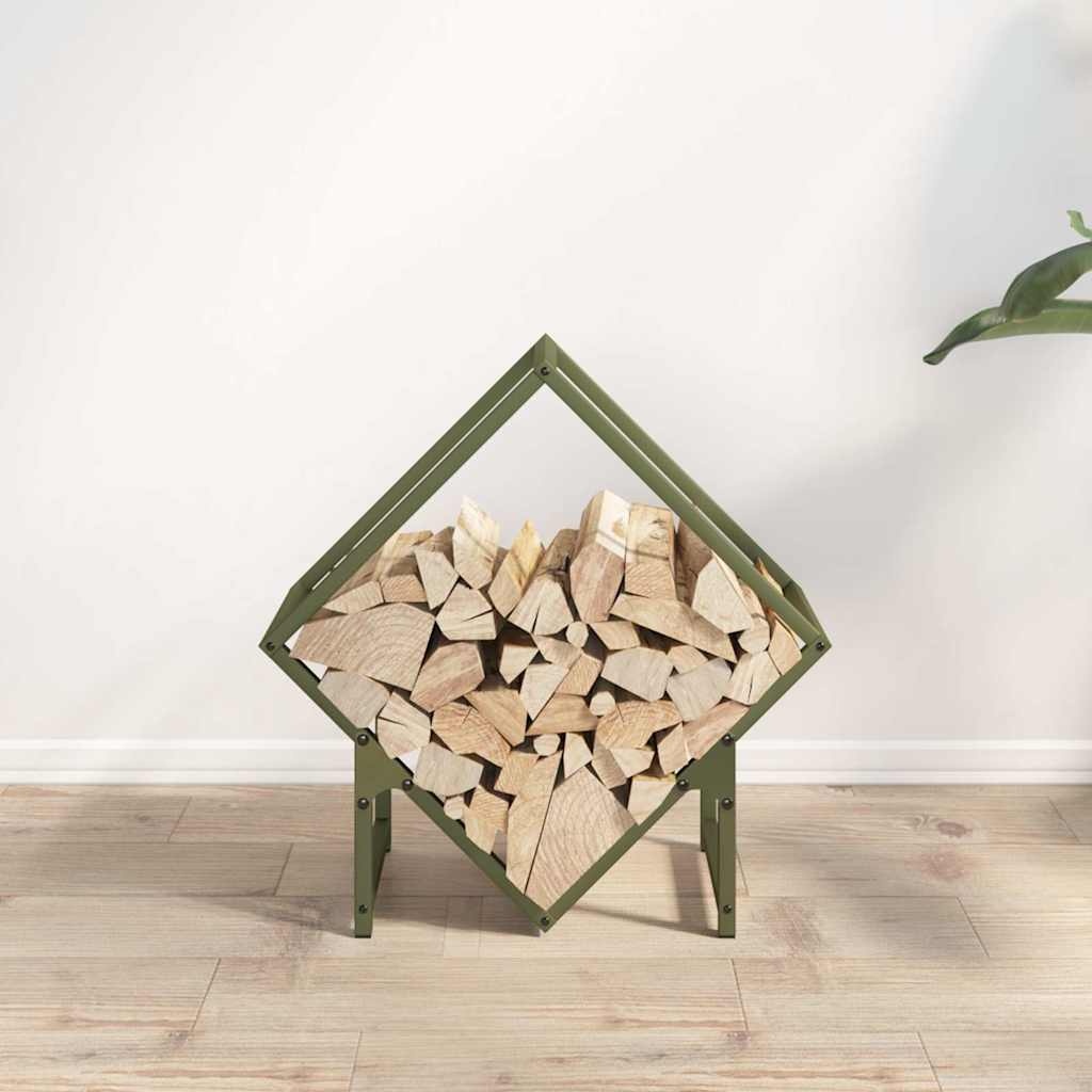 VidaXL Brandhoutrek 50x25x50 cm koudgewalst staal olijfgroen
