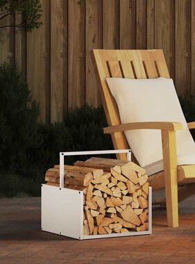 VidaXL Brandhoutrek 40x40x40 cm koudgewalst staal wit