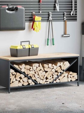VidaXL Brandhoutrek met houten blad 100,5x35,5x40 cm antracietkleurig