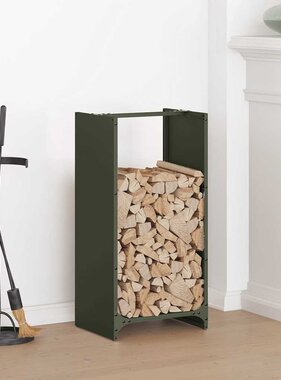 VidaXL Brandhoutrek 40x30x80 cm koudgewalst staal olijfgroen