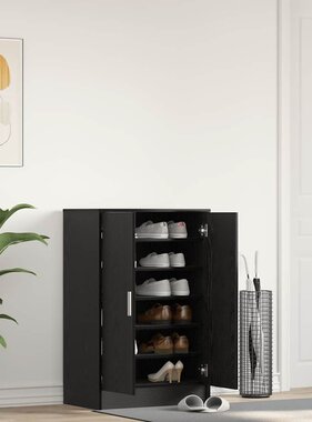 VidaXL Schoenenkast 60x35x92 cm spaanplaat zwart eikenkleurig