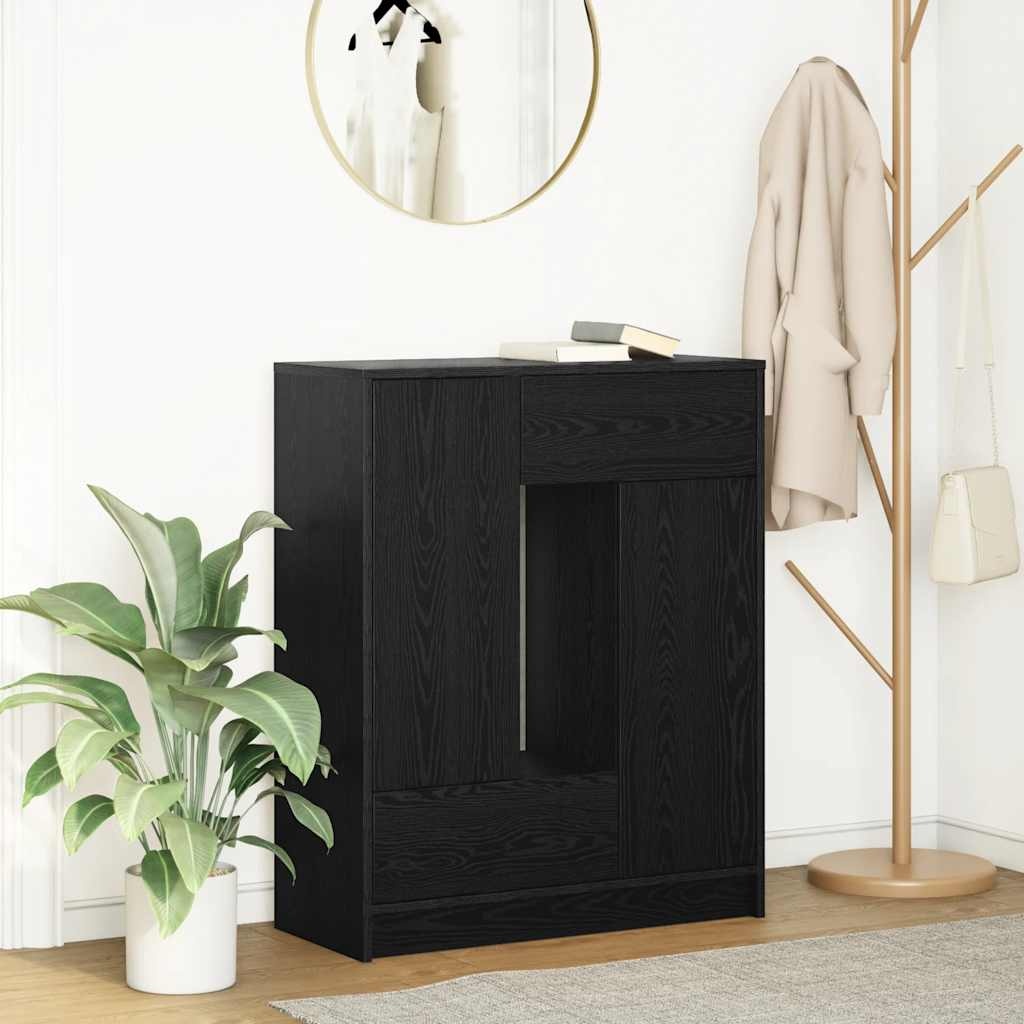 VidaXL Dressoir met lades en deuren 73x31x90 cm zwart eikenkleurig