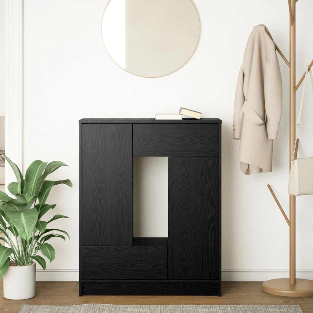 VidaXL Dressoir met lades en deuren 73x31x90 cm zwart eikenkleurig