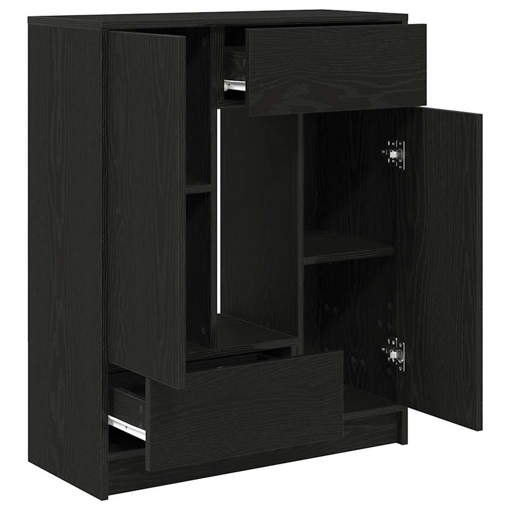 VidaXL Dressoir met lades en deuren 73x31x90 cm zwart eikenkleurig