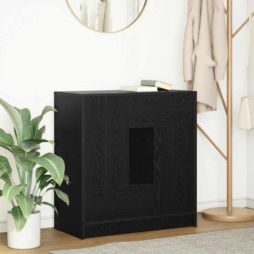 VidaXL Dressoir met lades en deuren 70,5x34x74,5 cm zwart eikenkleurig
