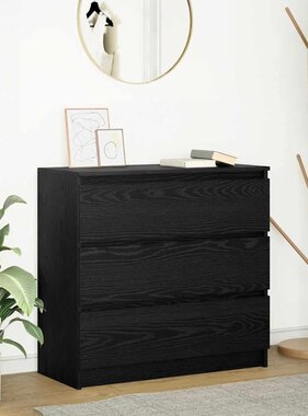 VidaXL Dressoir 80x35x76 cm spaanplaat zwart eikenkleurig