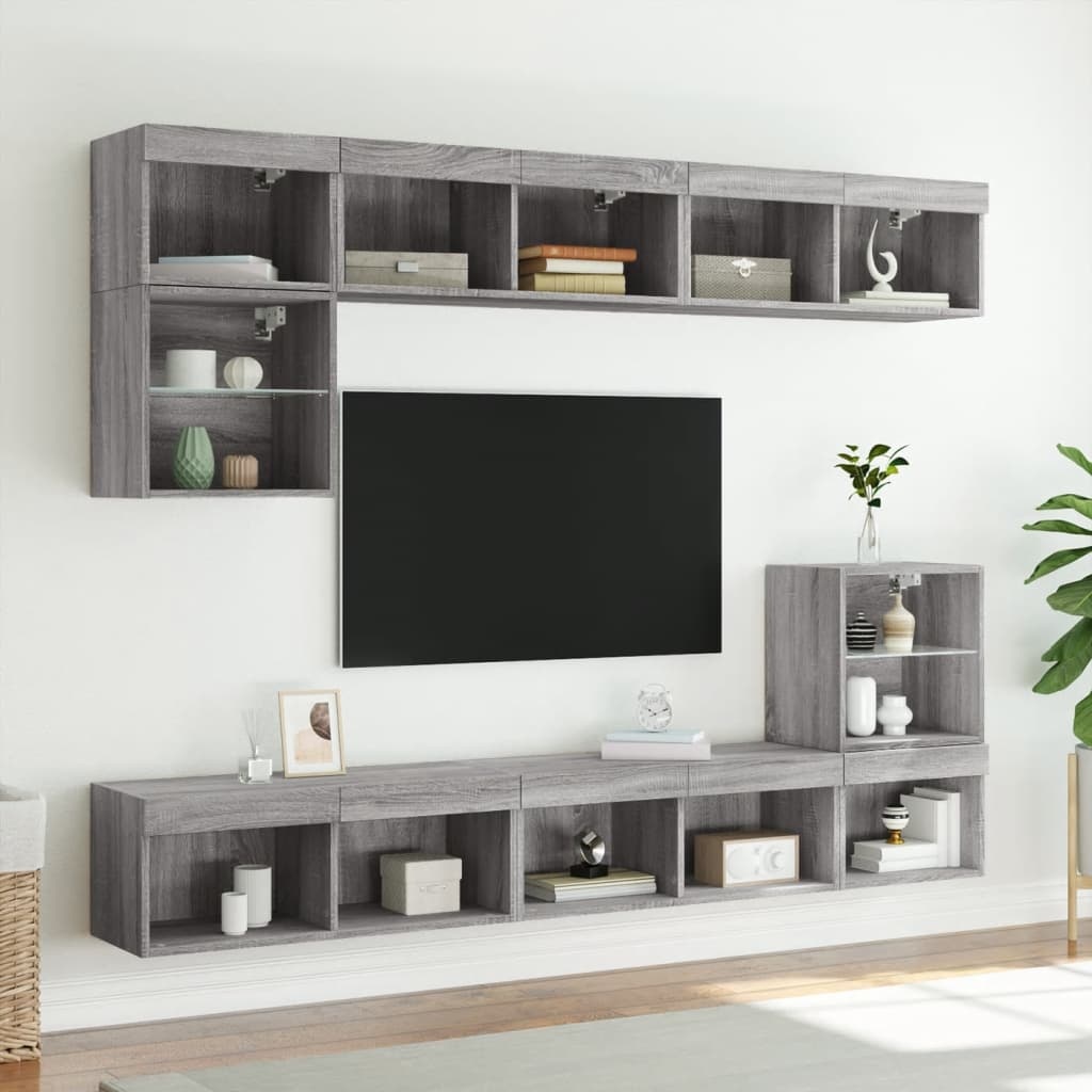 VidaXL Tv-meubel met LED-verlichting 80x30x30 cm grijs sonoma eiken
