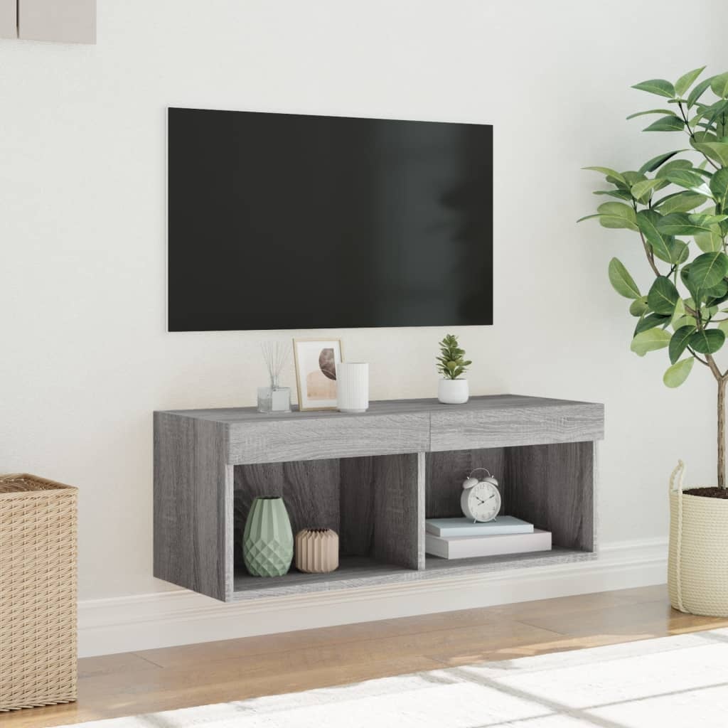 VidaXL Tv-meubel met LED-verlichting 80x30x30 cm grijs sonoma eiken