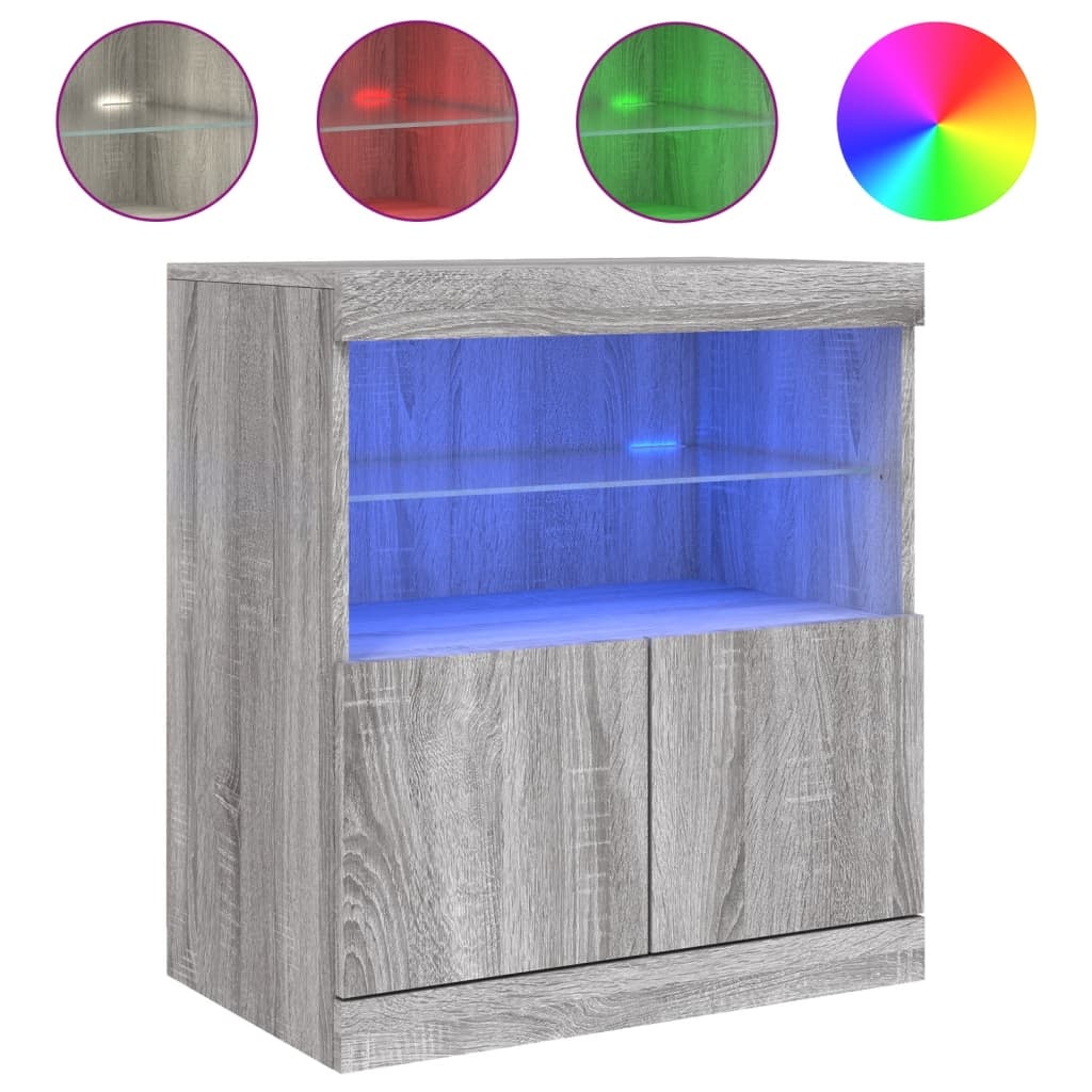 VidaXL Dressoir met LED-verlichting 60x37x67 cm grijs sonoma eiken