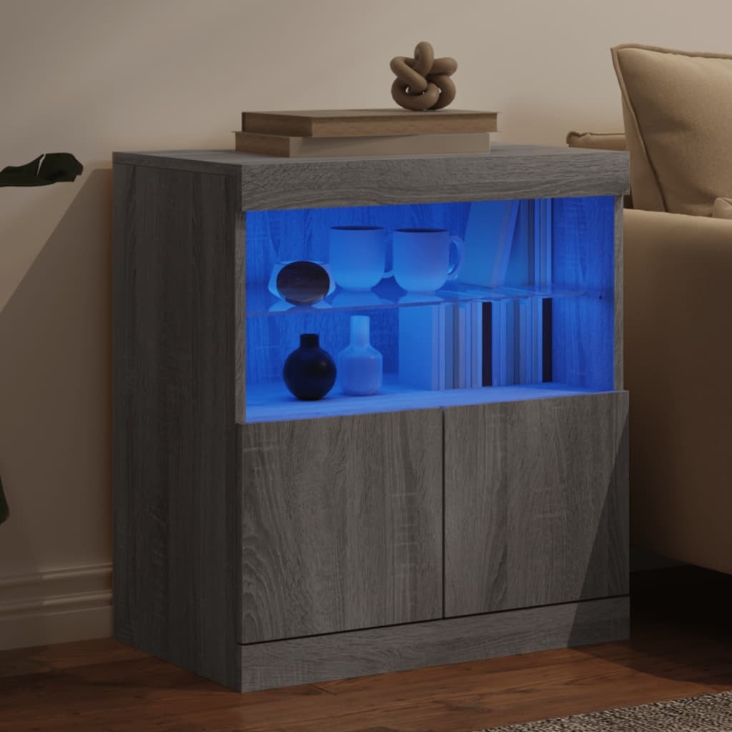 VidaXL Dressoir met LED-verlichting 60x37x67 cm grijs sonoma eiken