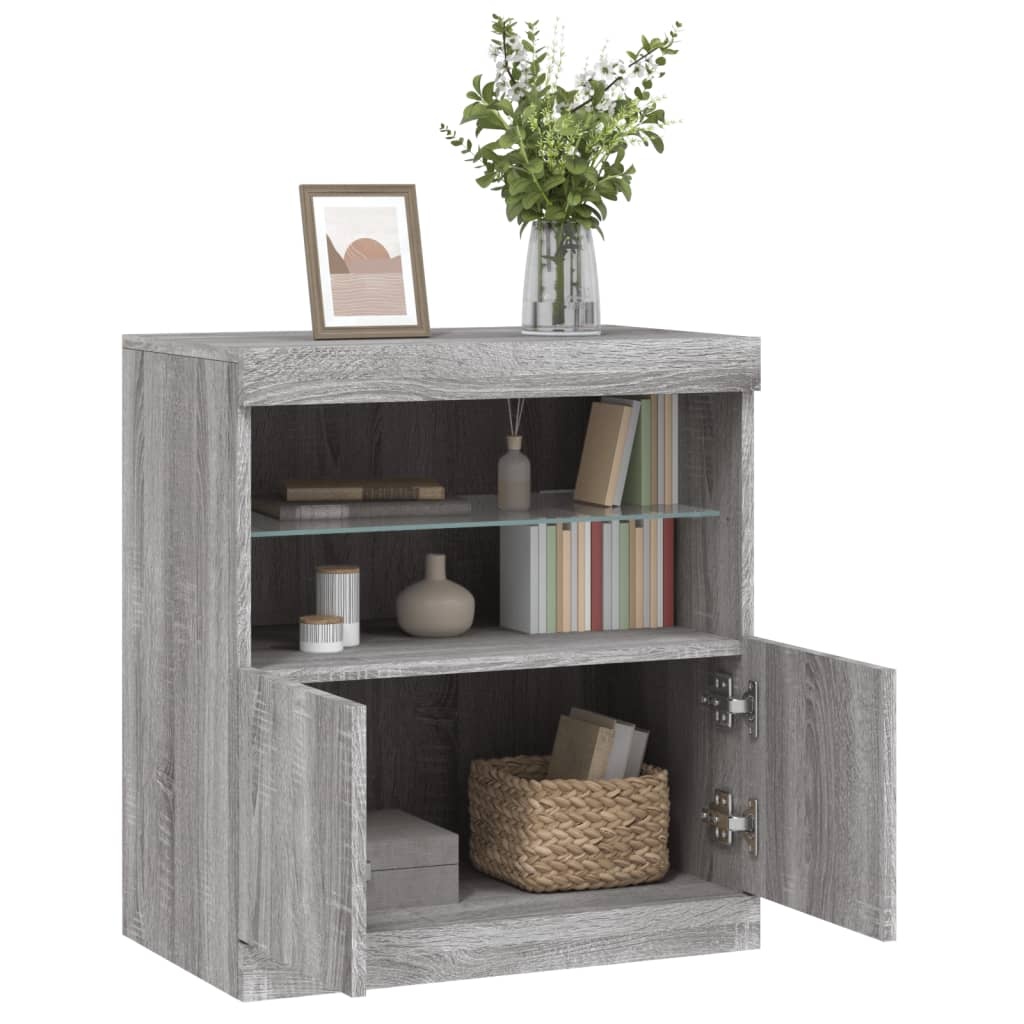VidaXL Dressoir met LED-verlichting 60x37x67 cm grijs sonoma eiken