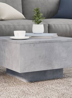 VidaXL Salontafel met LED-verlichting 55x55x31 cm betongrijs