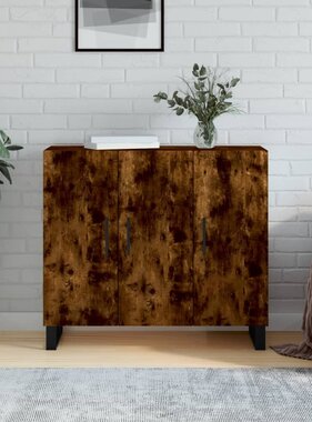 VidaXL Dressoir 90x34x80 cm bewerkt hout gerookt eikenkleurig