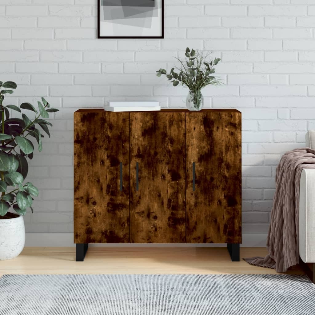VidaXL Dressoir 90x34x80 cm bewerkt hout gerookt eikenkleurig