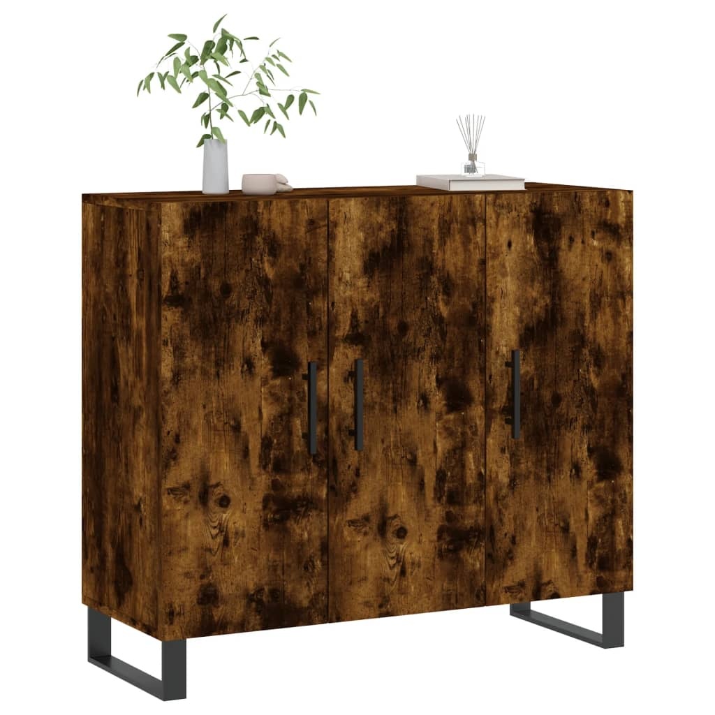 VidaXL Dressoir 90x34x80 cm bewerkt hout gerookt eikenkleurig