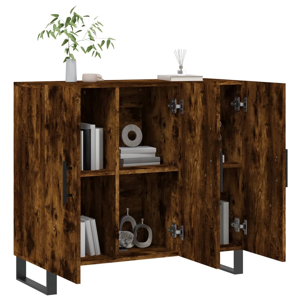 VidaXL Dressoir 90x34x80 cm bewerkt hout gerookt eikenkleurig