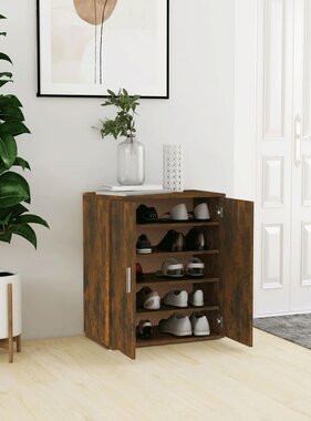 VidaXL Schoenenkast 60x35x70 cm bewerkt hout gerookt eikenkleurig