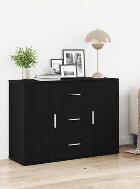 VidaXL Dressoir 91x29,5x65 cm spaanplaat zwart eikenkleurig