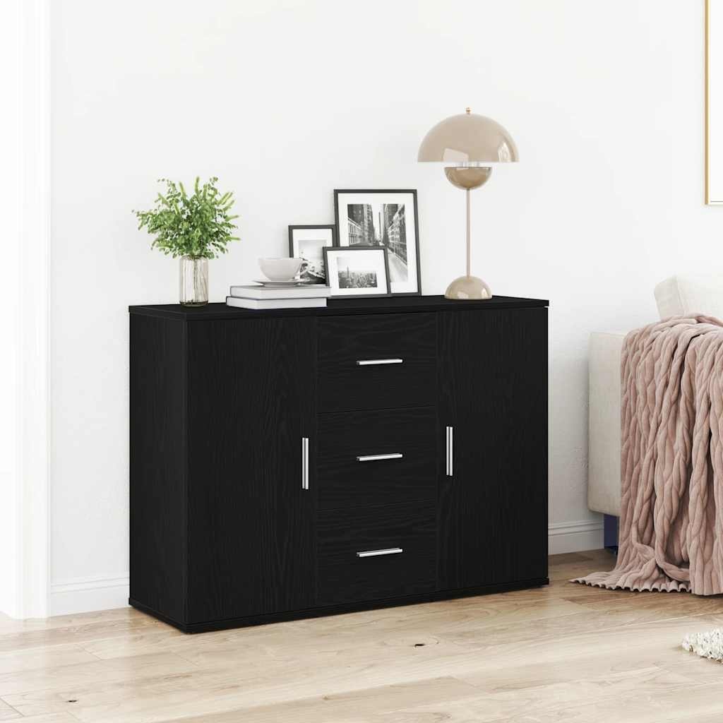 VidaXL Dressoir 91x29,5x65 cm spaanplaat zwart eikenkleurig