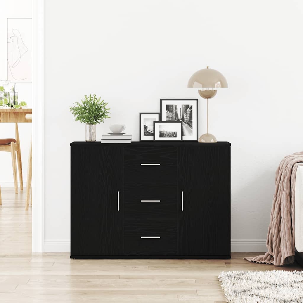 VidaXL Dressoir 91x29,5x65 cm spaanplaat zwart eikenkleurig