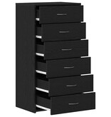 VidaXL Dressoir met 6 lades 50x34x96 cm spaanplaat zwart eikenkleurig