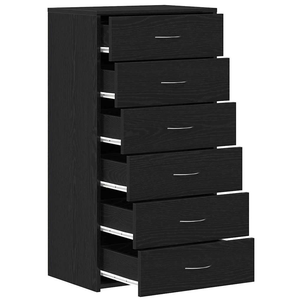 VidaXL Dressoir met 6 lades 50x34x96 cm spaanplaat zwart eikenkleurig