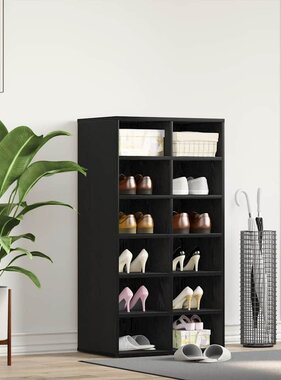 VidaXL Schoenenrek 54x34x100,5 cm spaanplaat zwart eikenkleurig