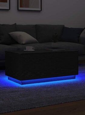 VidaXL Salontafel met LED-verlichting 90x50x40 cm zwart eiken