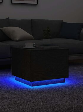 VidaXL Salontafel met LED-verlichting 50x50x40 cm zwart eikenkleurig