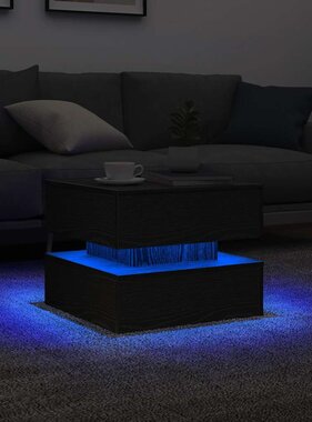 VidaXL Salontafel met LED-verlichting 50x50x40 cm zwart eikenkleurig