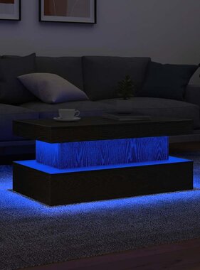 VidaXL Salontafel met LED-verlichting 90x50x40 cm zwart eiken
