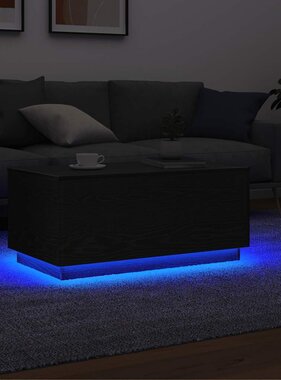 VidaXL Salontafel met LED-verlichting 90x49x40 cm zwart eiken