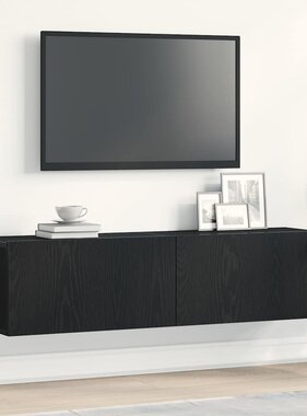 VidaXL Tv-meubel 120x30x30,5 cm spaanplaat zwart eikenkleurig