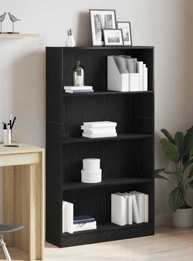VidaXL Boekenkast 4-laags 80x24x143 cm spaanplaat zwart eikenkleurig